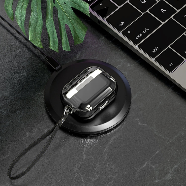 For AirPods Pro Electroplating TPU Solid Color Earphone Protective Case with Lanyard