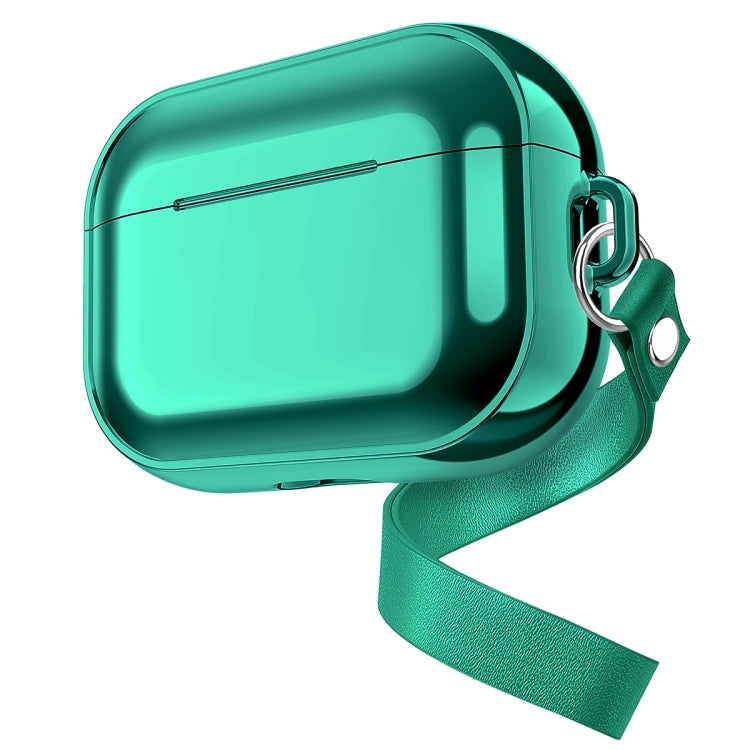 For AirPods Pro Electroplating TPU Solid Color Earphone Protective Case with Lanyard