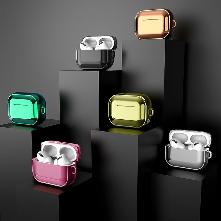 For AirPods Pro Electroplating TPU Solid Color Earphone Protective Case with Lanyard