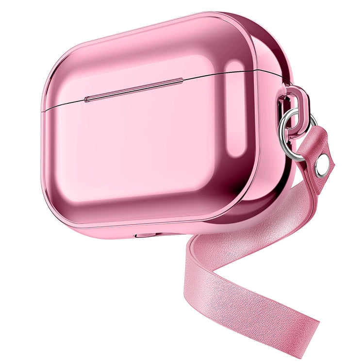 For AirPods Pro Electroplating TPU Solid Color Earphone Protective Case with Lanyard