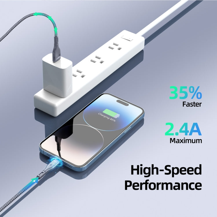 DUZZONA A7 2.4A USB to 8 Pin Charging Data Cable, Length: