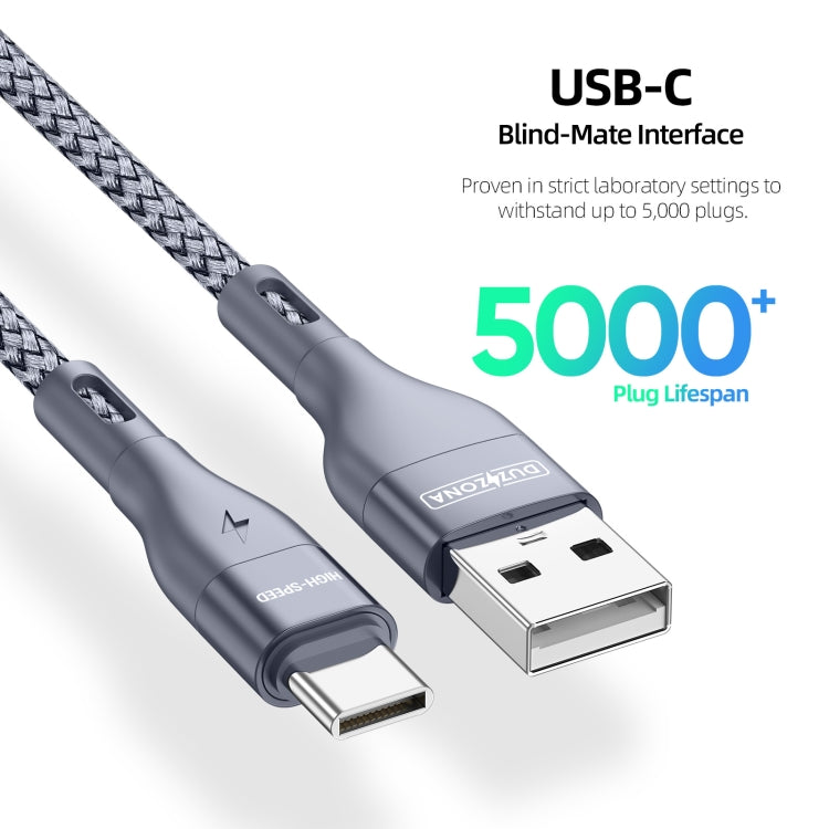 DUZZONA A8 2.4A USB to USB-C/Type-C Charging Data Cable, Length:1m