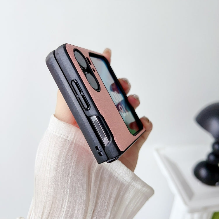 For OPPO Find N2 Flip Litchi Texture PU Shockproof Phone Case with Holder