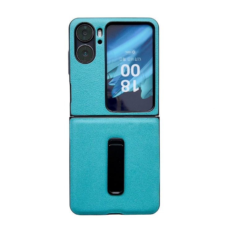 For OPPO Find N2 Flip Litchi Texture PU Shockproof Phone Case with Holder