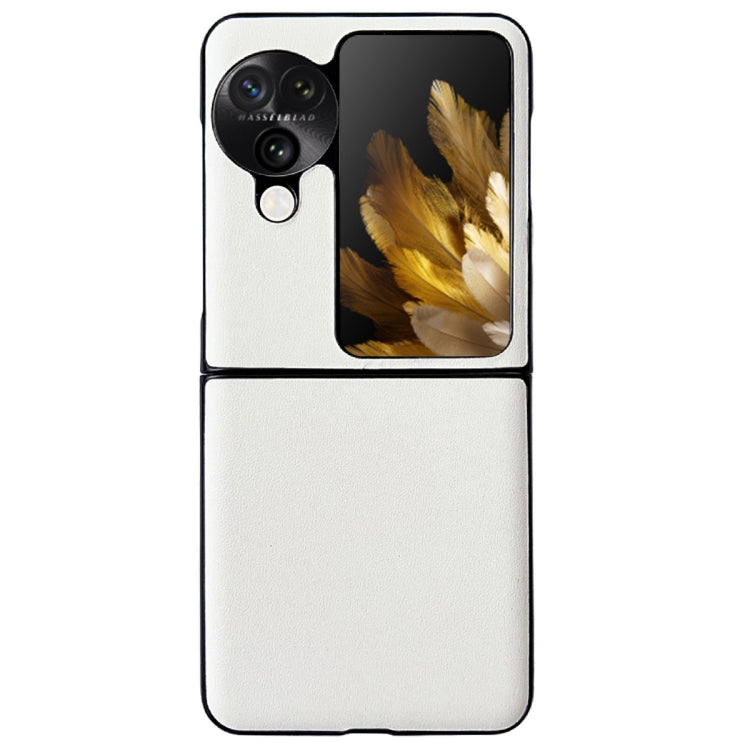 For OPPO Find N3 Flip Morandi Solid Color Leather Texture Phone Case