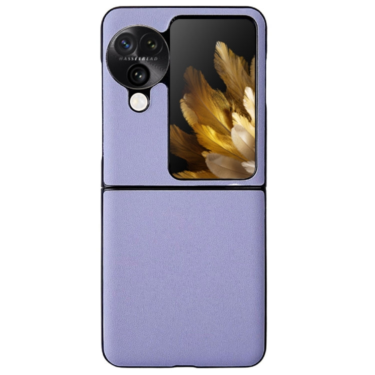 For OPPO Find N3 Flip Morandi Solid Color Leather Texture Phone Case
