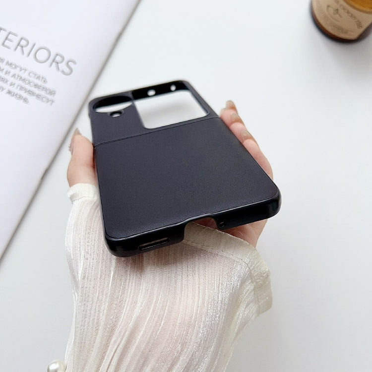For OPPO Find N3 Flip Morandi Solid Color Leather Texture Phone Case