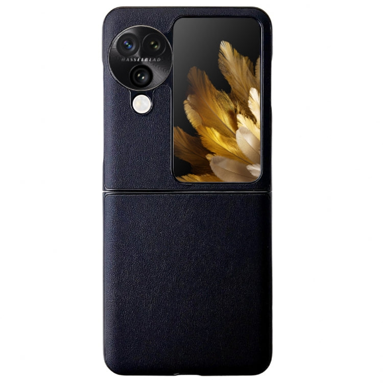For OPPO Find N3 Flip Morandi Solid Color Leather Texture Phone Case