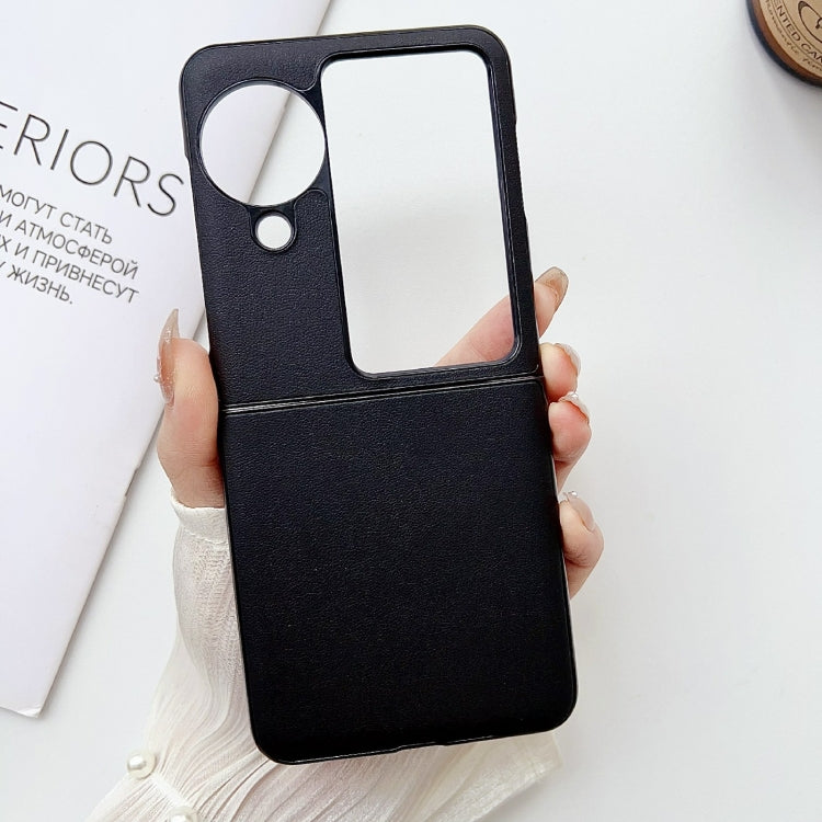 For OPPO Find N3 Flip Morandi Solid Color Leather Texture Phone Case