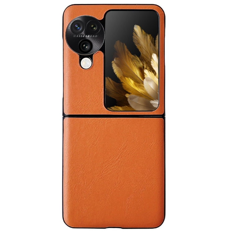 For OPPO Find N3 Flip Morandi Solid Color Leather Texture Phone Case