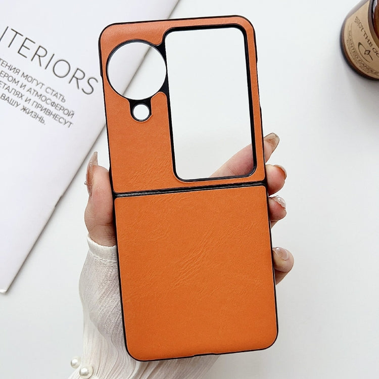 For OPPO Find N3 Flip Morandi Solid Color Leather Texture Phone Case