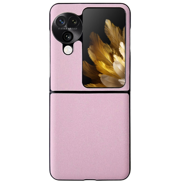For OPPO Find N3 Flip Morandi Solid Color Leather Texture Phone Case