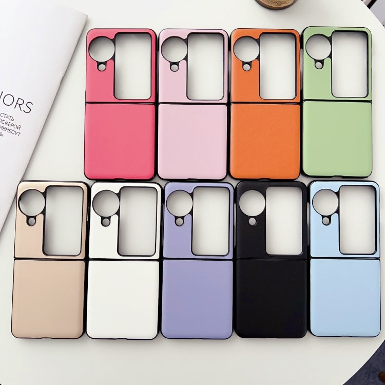 For OPPO Find N3 Flip Morandi Solid Color Leather Texture Phone Case