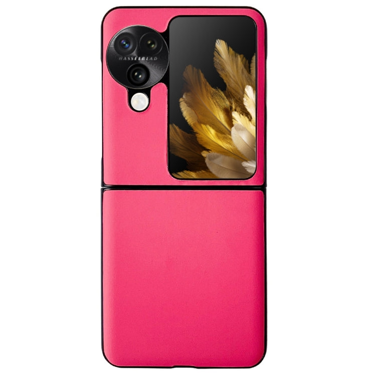For OPPO Find N3 Flip Morandi Solid Color Leather Texture Phone Case