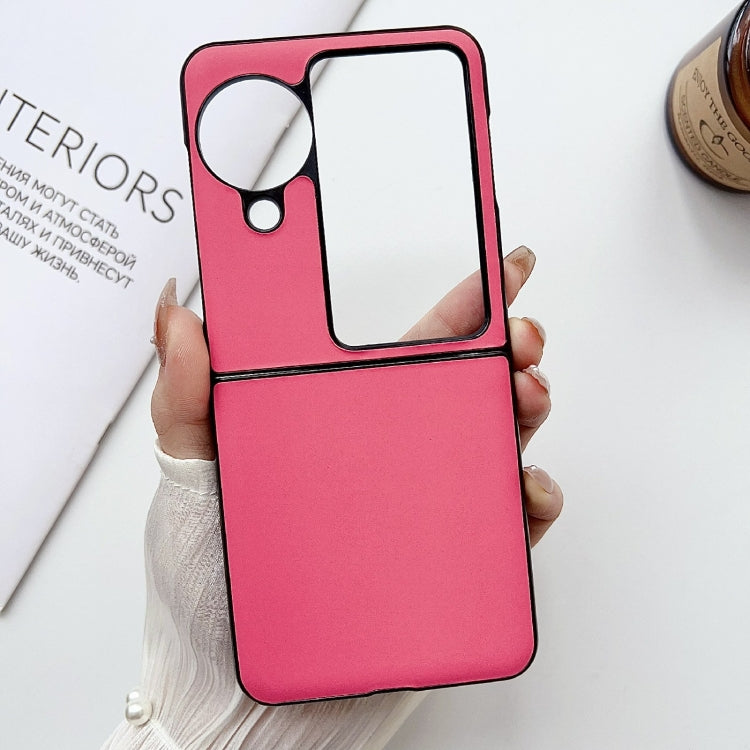 For OPPO Find N3 Flip Morandi Solid Color Leather Texture Phone Case