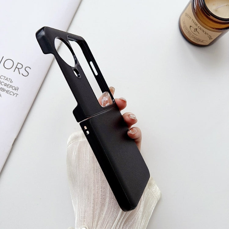 For OPPO Find N3 Flip Morandi Solid Color Leather Texture Phone Case