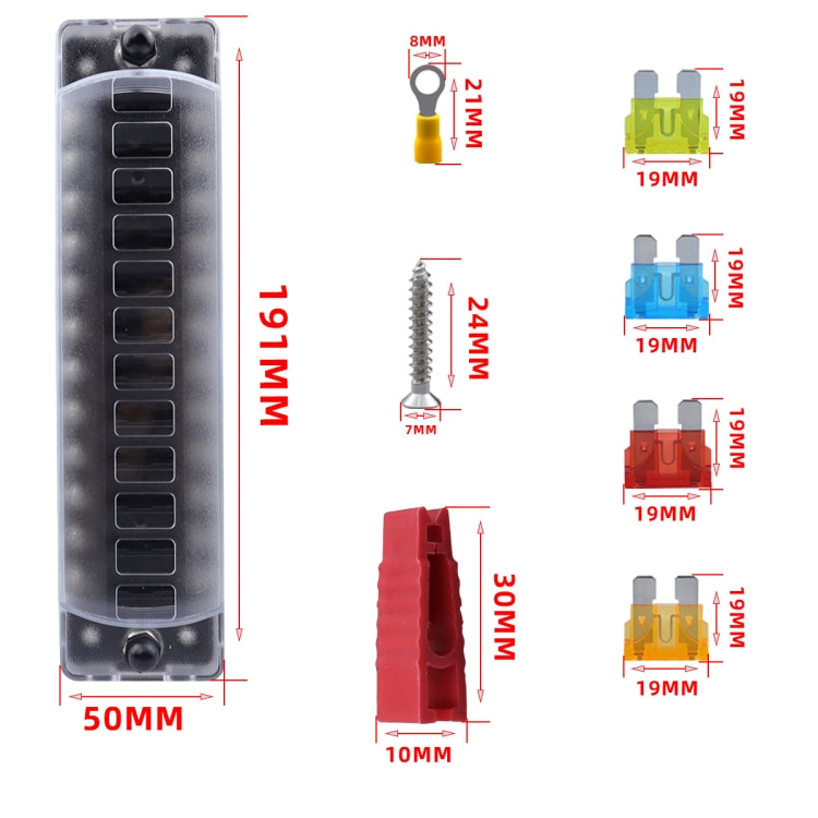 CP-4042 Vertical 12 Way Fuse Block with 12pcs Fuses and 12pcs Rerminals