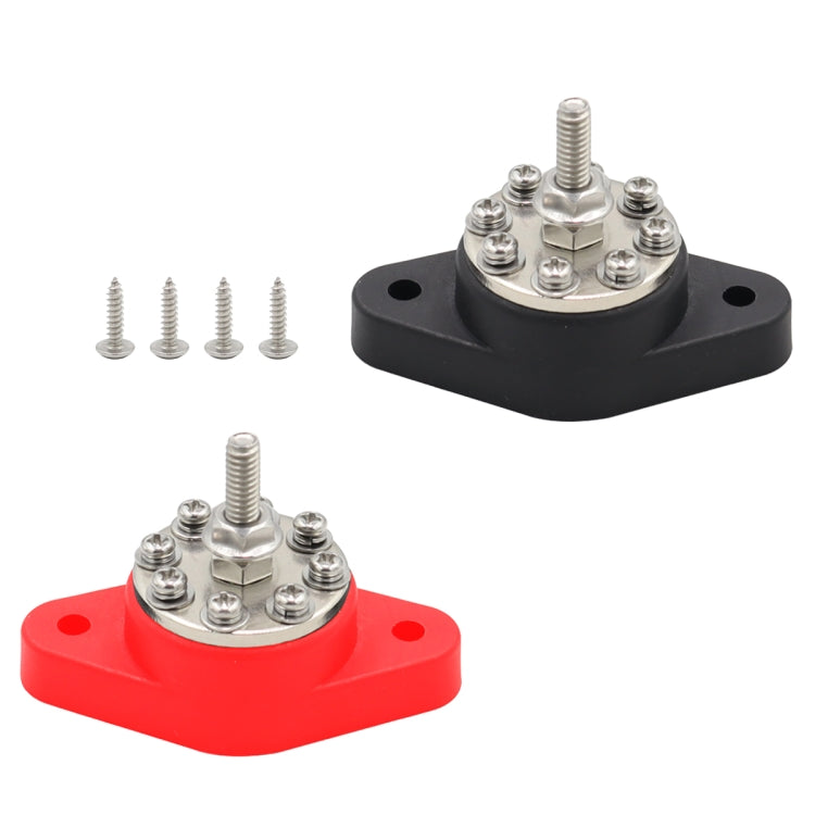 CP-4099 5/16 inch M8 RV Yacht 8-way Terminal Stud with 2pcs M5x20 Screws(Black + Red)