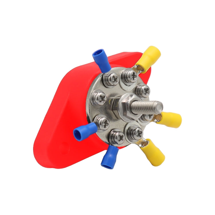 CP-4102 5/16 inch M8 RV Yacht 8-way Terminal Stud with 2pcs M5x20 Screws + Terminals(Black + Red)