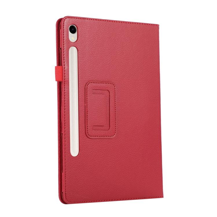 For Samsung Galaxy Tab S11 Litchi Texture Leather Tablet Case with Holder