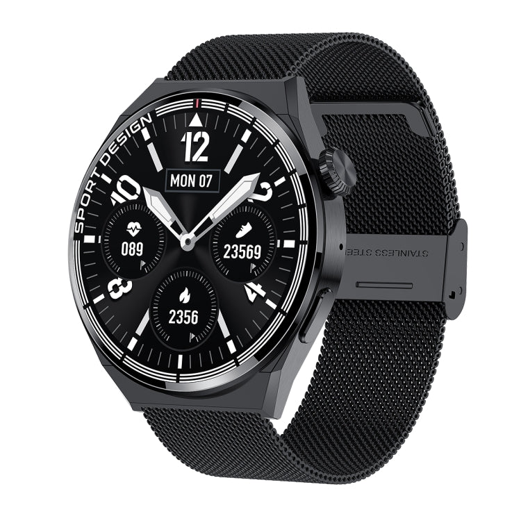 HDT MAX 1.60 inch Black Dial Milan Steel Band IP68 Waterproof Smart Watch Support Bluetooth Call(Black)