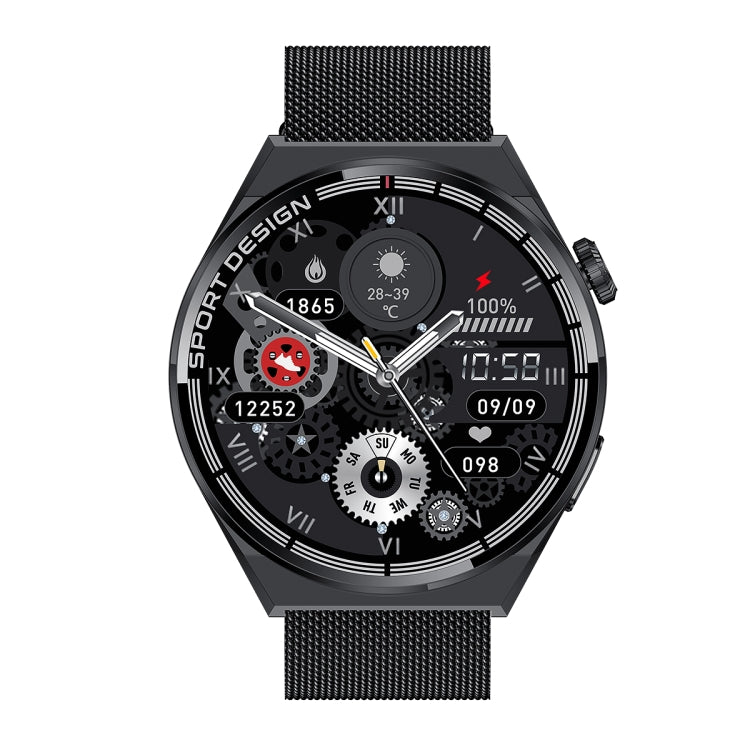 HDT MAX 1.60 inch Black Dial Milan Steel Band IP68 Waterproof Smart Watch Support Bluetooth Call(Black)