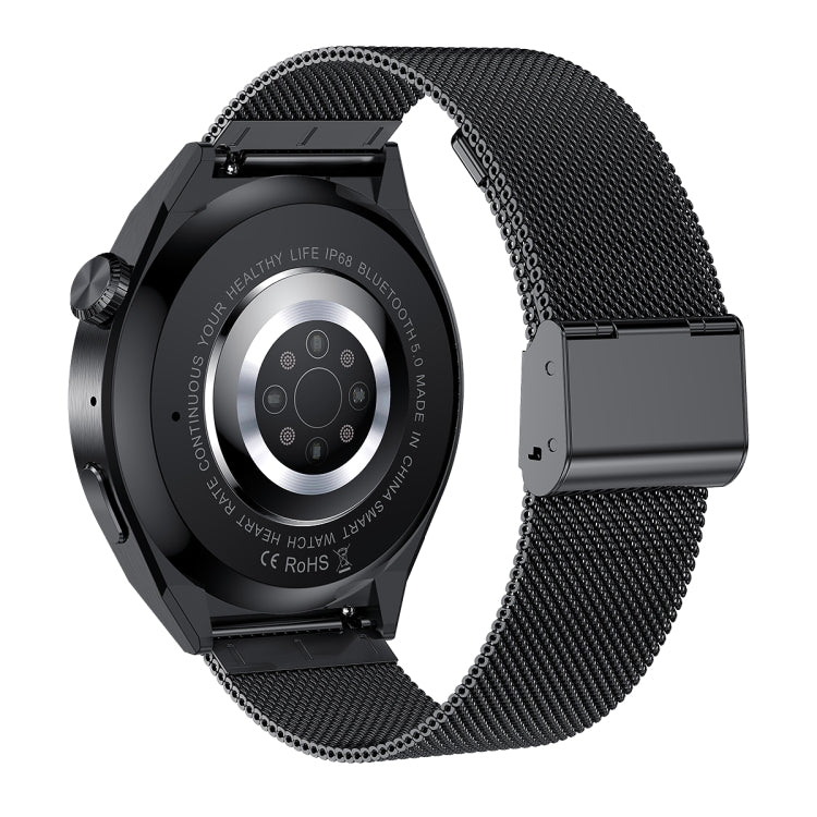 HDT MAX 1.60 inch Black Dial Milan Steel Band IP68 Waterproof Smart Watch Support Bluetooth Call(Black)