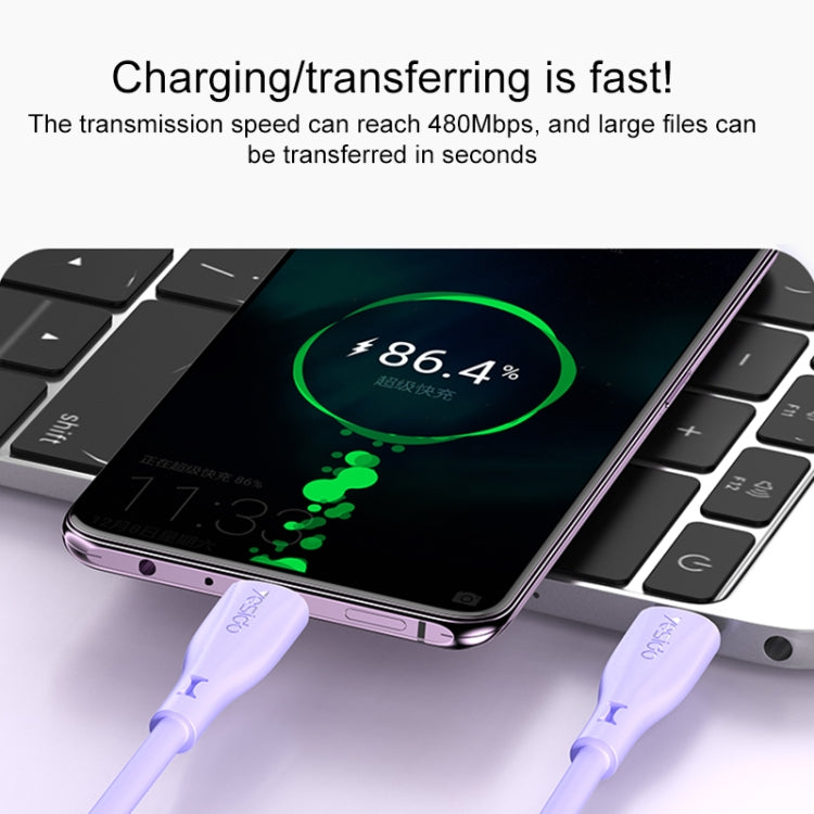Yesido CA152 PD 60W USB-C / Type-C to USB-C / Type-C Silicone Charging Data Cable, Length: 1m(Purple)