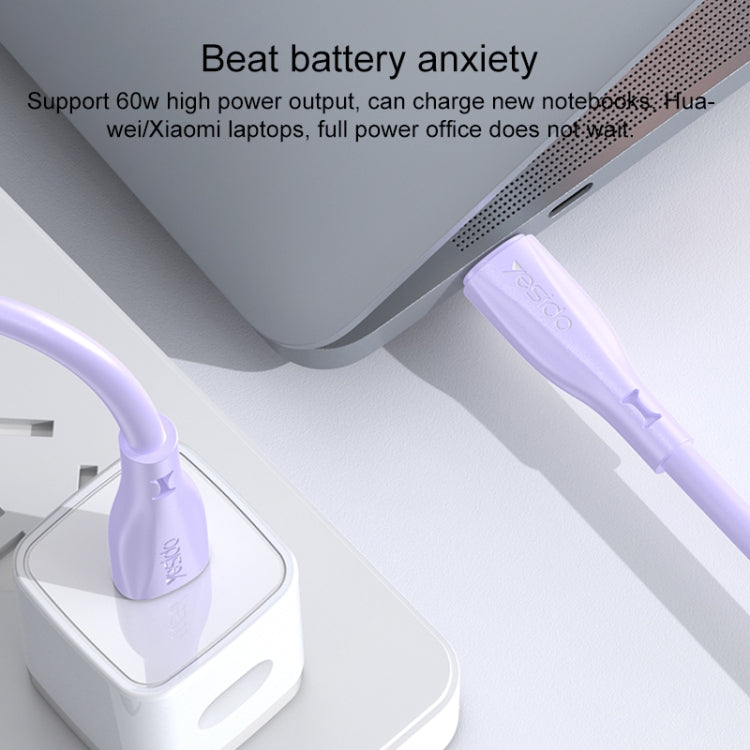 Yesido CA152 PD 60W USB-C / Type-C to USB-C / Type-C Silicone Charging Data Cable, Length: 1m(Purple)