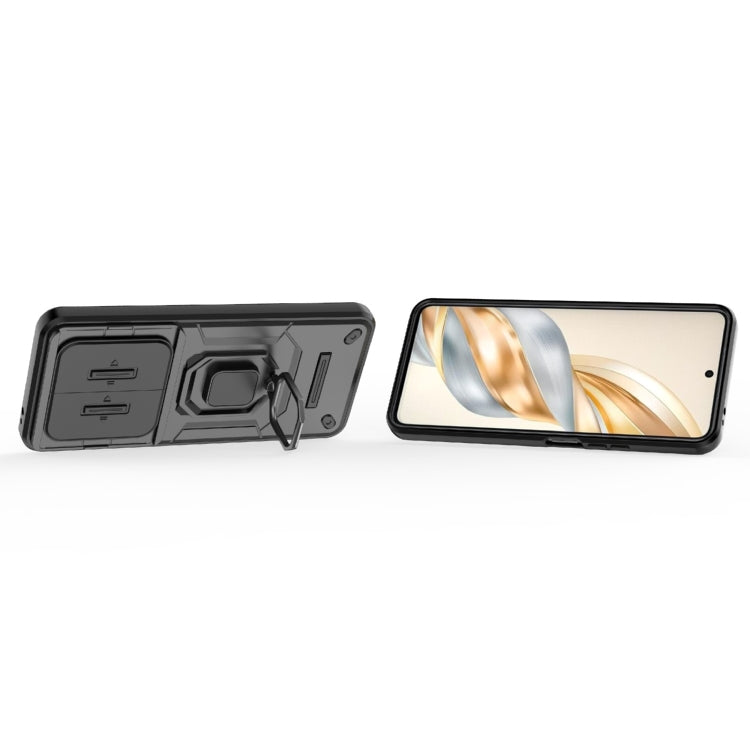For Honor X60 5G Sliding Camshield TPU + PC Shockproof Phone Case with Holder