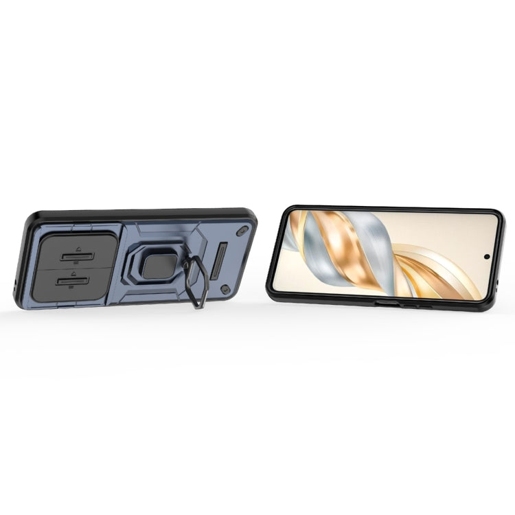 For Honor X60 5G Sliding Camshield TPU + PC Shockproof Phone Case with Holder