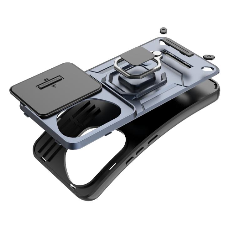 For Honor 400 Pro 5G Global 160.8mm Sliding Camshield TPU + PC Shockproof Phone Case with Holder