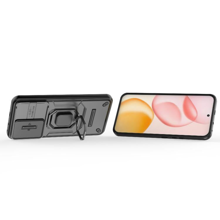 For Honor 400 5G Global 156.5mm Sliding Camshield TPU + PC Shockproof Phone Case with Holder