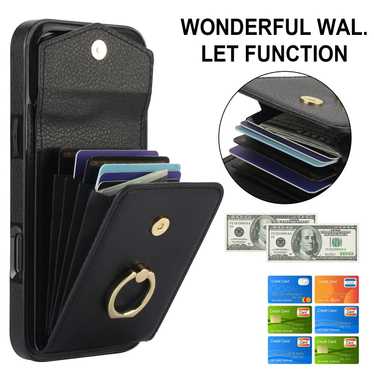 For iPhone 16 Pro Max Ring Holder RFID Card Slot Phone Case