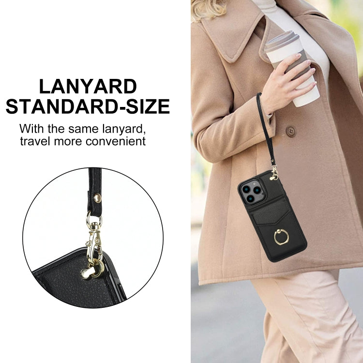 For iPhone 16 Pro Max Ring Holder RFID Card Slot Phone Case