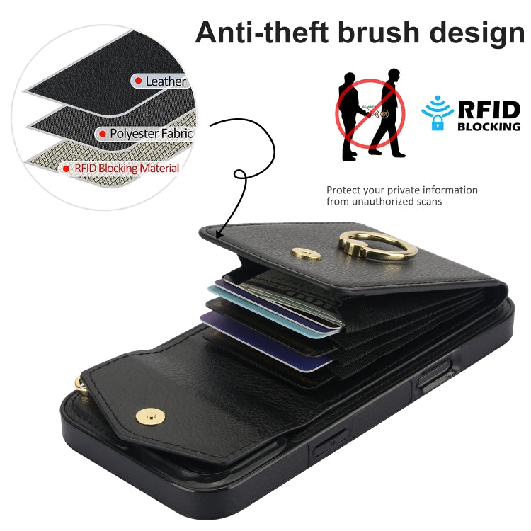 For iPhone 16 Pro Max Ring Holder RFID Card Slot Phone Case