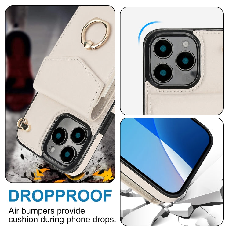 For iPhone 16 Pro Max Ring Holder RFID Card Slot Phone Case