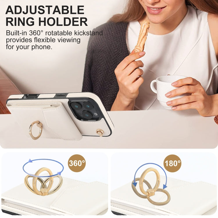 For iPhone 16 Pro Max Ring Holder RFID Card Slot Phone Case