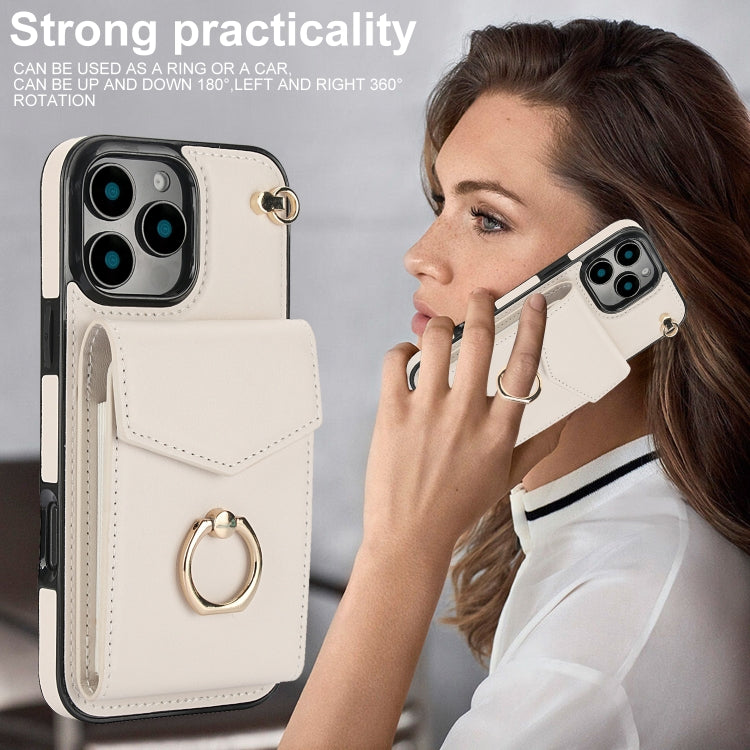 For iPhone 16 Pro Max Ring Holder RFID Card Slot Phone Case