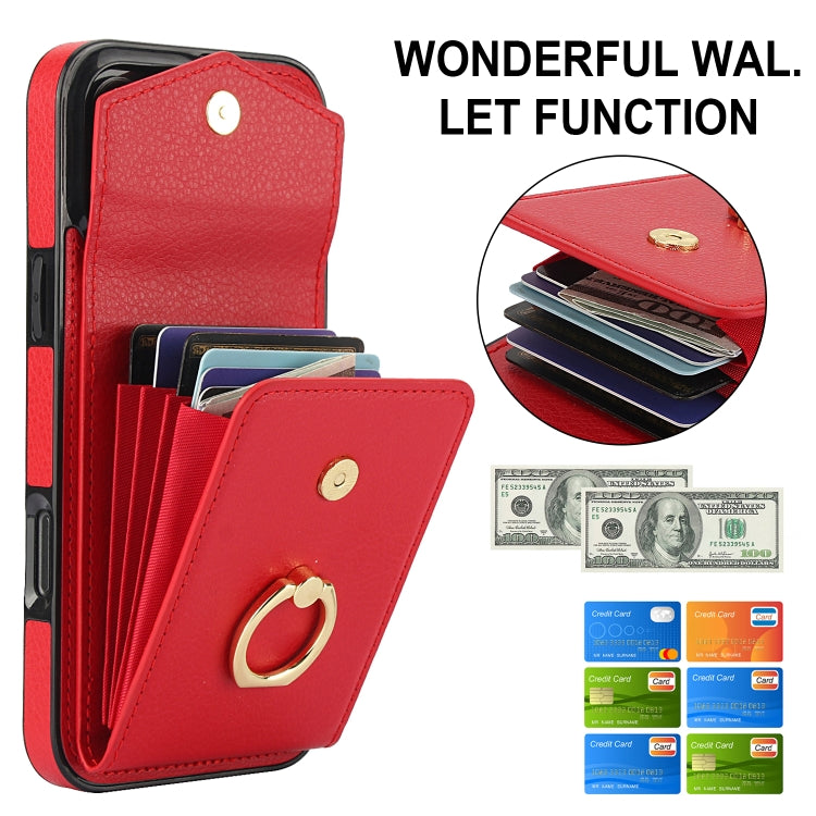For iPhone 16 Pro Max Ring Holder RFID Card Slot Phone Case