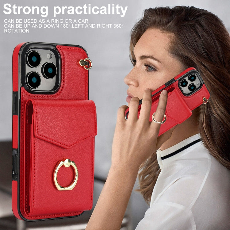 For iPhone 16 Pro Max Ring Holder RFID Card Slot Phone Case