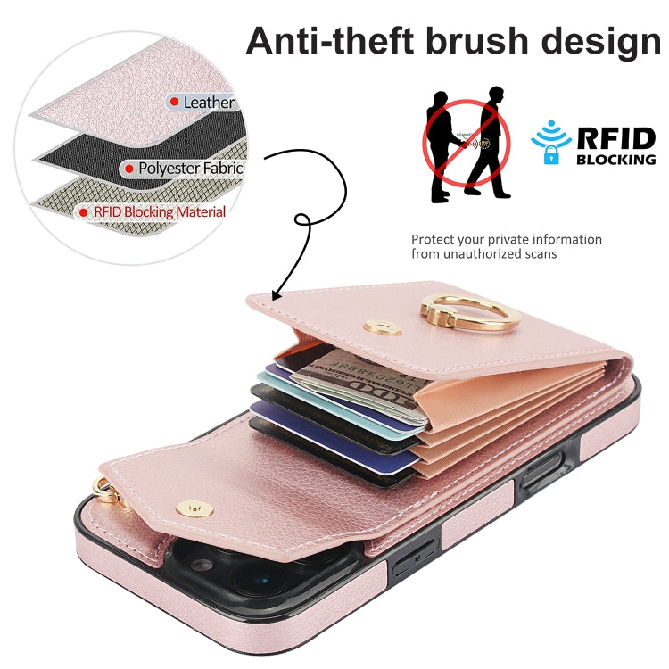 For iPhone 16 Pro Max Ring Holder RFID Card Slot Phone Case