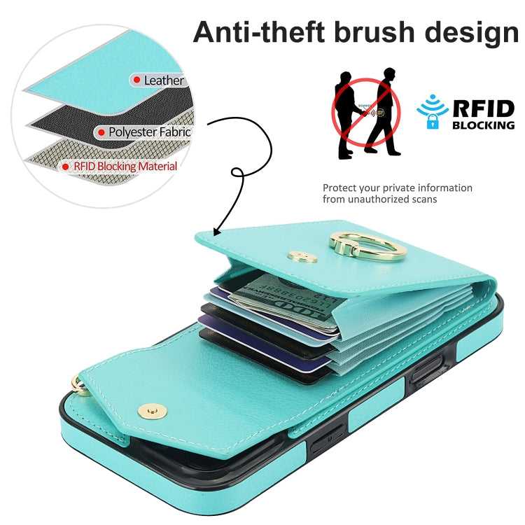 For iPhone 16 Pro Max Ring Holder RFID Card Slot Phone Case