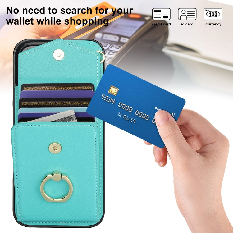 For iPhone 16 Pro Max Ring Holder RFID Card Slot Phone Case