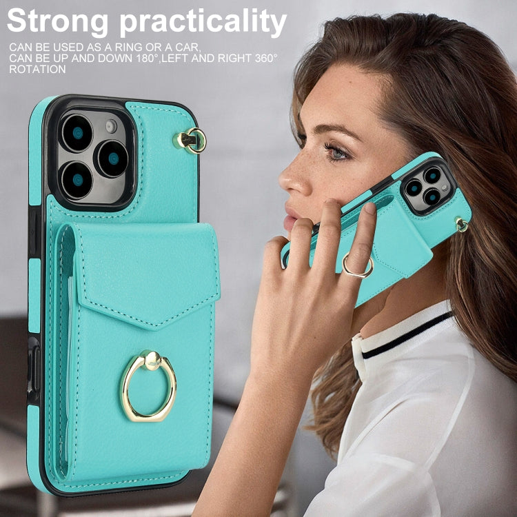 For iPhone 16 Pro Max Ring Holder RFID Card Slot Phone Case