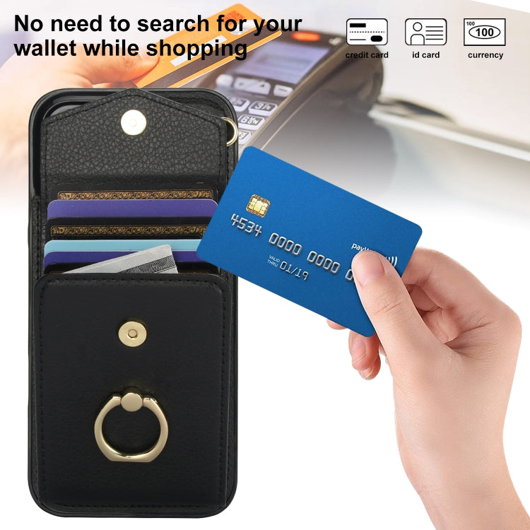 For iPhone 16 Pro Ring Holder RFID Card Slot Phone Case