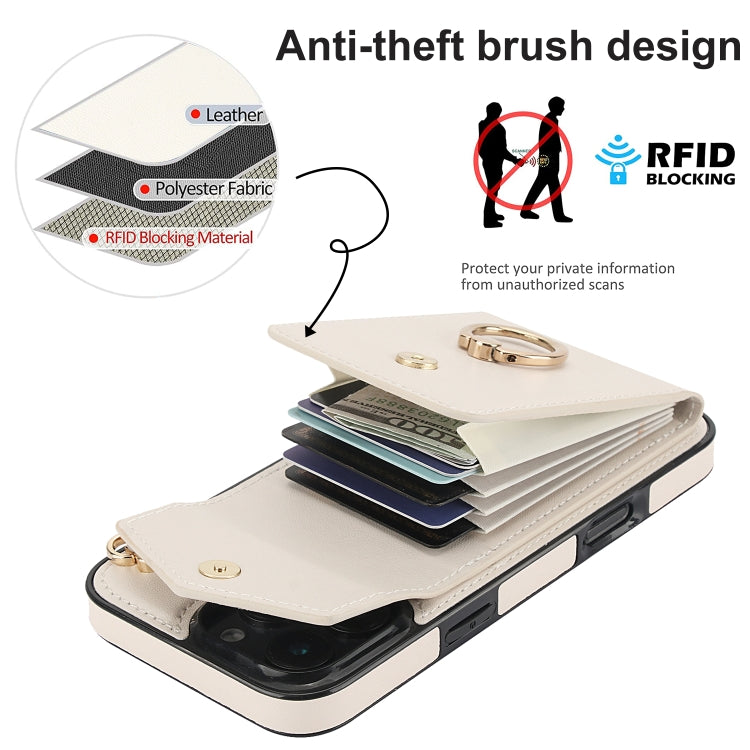For iPhone 16 Pro Ring Holder RFID Card Slot Phone Case