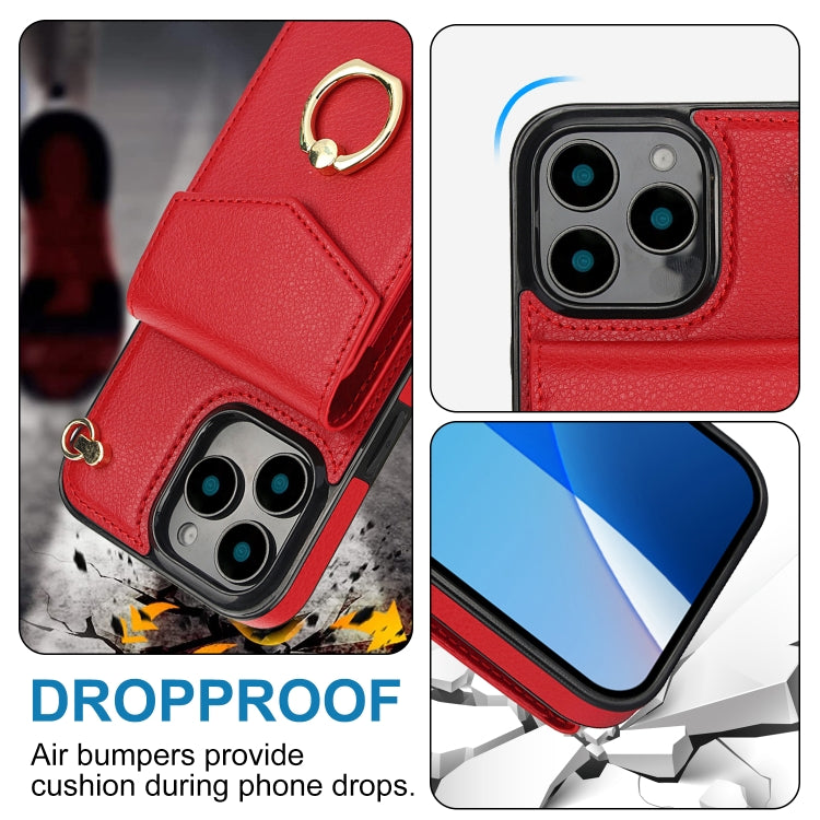 For iPhone 16 Pro Ring Holder RFID Card Slot Phone Case