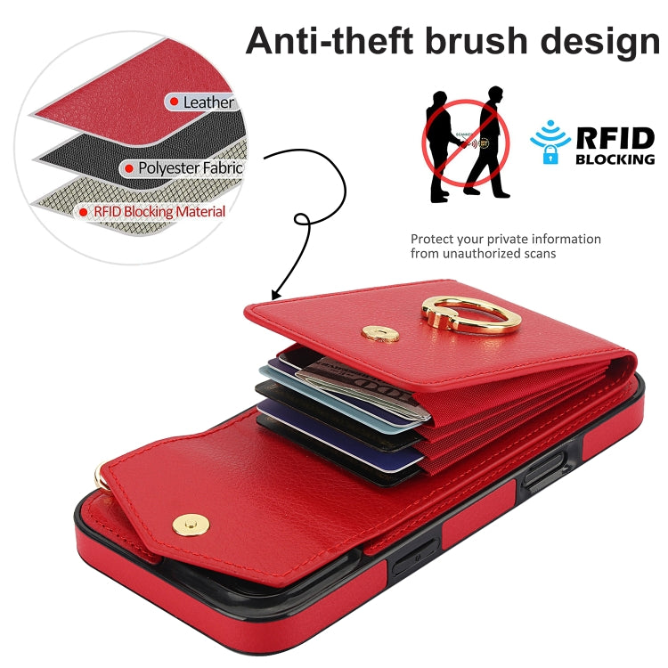 For iPhone 16 Pro Ring Holder RFID Card Slot Phone Case