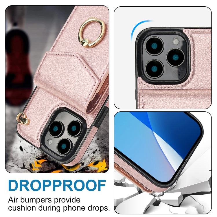 For iPhone 16 Pro Ring Holder RFID Card Slot Phone Case